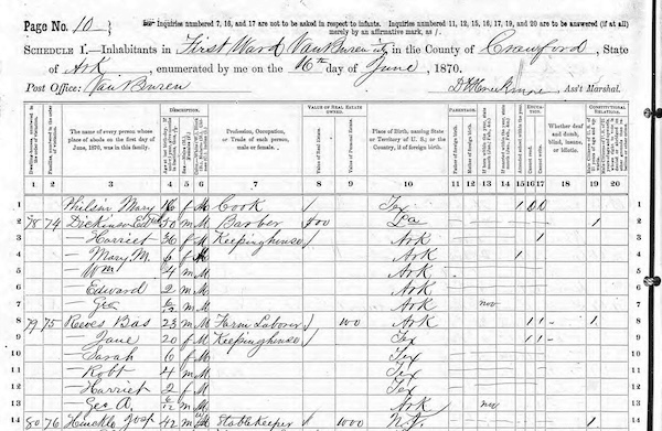 1870 US Census Bass Reeves